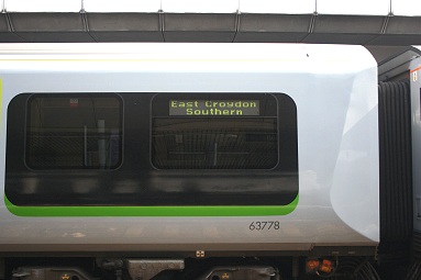PIS on 350118 at East Croydon reading "East Croydon - Southern"